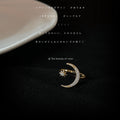 Gold Tone Clear Stone Crescent Moon And Star Open Adjustable Ring view 4