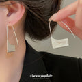 Geometric Textured Drop Earrings In Gold And Silver Tones view 4