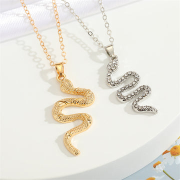 Coiled Snake Pendant Necklaces in Gold or Silver Tone
