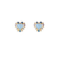 Gold Pale Aqua Heart Multicolor Crystal Halo Studs view 5