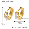 Square Zirconia Gold Huggie Hoop Earrings Stainless Steel Pair view 6