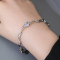 Opalescent Look Oval Irregular Link Silver Tone Bracelet view 2