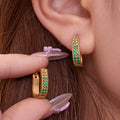 Double Row Crystal U Hoop Earrings in Seven Colorways view 2