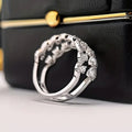 Silver Dual Wavy Clear CZ Open Finger Ring Sizes 6-10 view 3