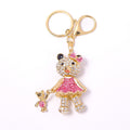 Rhinestone Parent Child Bear Keychain Pink Dress Mini Cub view 5