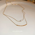 Gold Layered Pearl Station Twisted Bar Necklace Single Style view 2