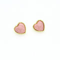 Gold Tone Pink Heart Cameo Face Stud Earrings in Two Shades view 4