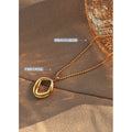 Gold Ball Chain Irregular Open Geometric Ring Pendant Necklace view 3