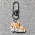 Resin Corgi Dog Keychains Silver Lobster Clasp 5 Poses view 3