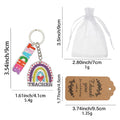 Teacher Rainbow Heart Dual Charm Wood Keychain Metal Ring view 2