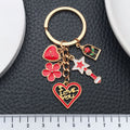 Red Rose Heart Wand and Lipstick Metal Keychain Set view 2