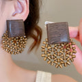 Woven Rattan Floral and Starfish Statement Earrings Collection view 10