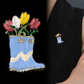 Blue Flower Enamel Metal Brooch Pin for Jackets and Lapels view 4