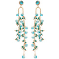Blue And Green Beaded Tassel Drop Earrings Jewelry view 5