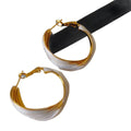 Gold Tone Twisted Resin Hoop Earrings in Brown and Burgundy view 5