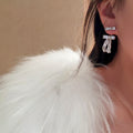 Crystal Ribbon Bow Drop Stud Earrings in Two Tones view 4