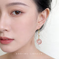 Gold Tone White Pearl And Pink Donut Stone Hook Earrings view 2