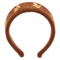 Furry Leaf Pearl Headband Coffee and White Wool Band view 5