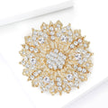 Hollow Rhinestone Flower Brooch Gold Silver Blue Brown Pin view 4