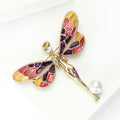 Purple Enamel Dragonfly Brooch with a White Pearl Dangle view 3