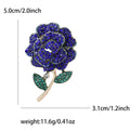 Rose Stem Brooch In Metal With Red Or Blue Crystals With Green Crystal Leaves view 6