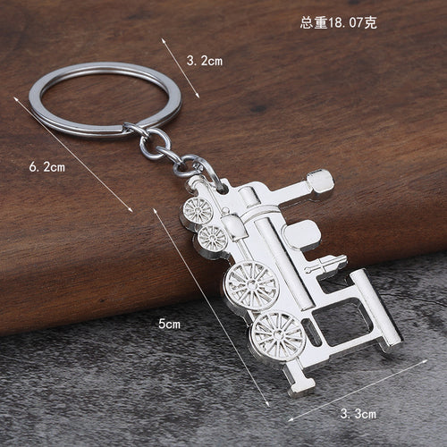Vintage Steam Train Metal Keychain Gift Pendant