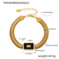 Gold Titanium Steel Herringbone Necklace Bracelet Square Glass view 9