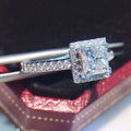 Square Halo Crystal Ring with Split Pavé Silver Tone Band view 3