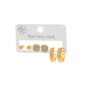 Ball Crystal Flower and Rectangular Hoop Three Pair Earring Set view 5