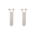 Silver Tone Multi Chain Extra Long Tassel Stud Earrings view 5