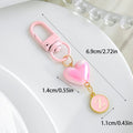 Pink Pearlescent Heart And Round Initial Letter Keychain view 2