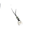 Black Cord Necklace with Silver Tone Sculptural Pendant view 5