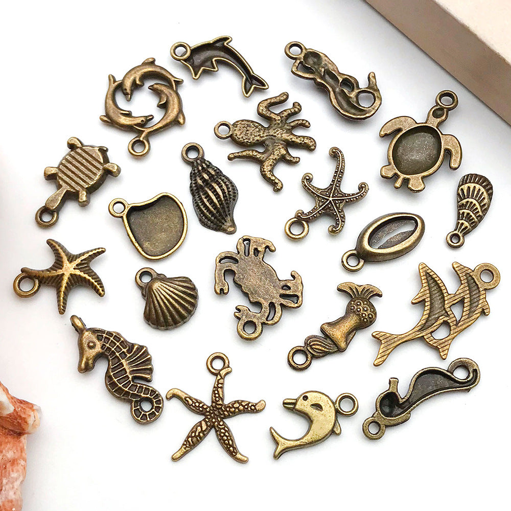 Antique Bronze Zinc Alloy Starfish Shell charm pendant for DIY bracelet necklace