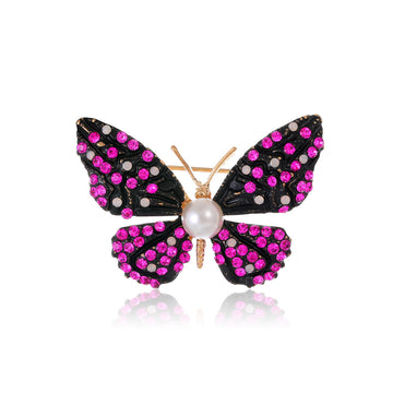 Pink Black Butterfly Two Designs Metal Brooch Pin for Jackets and Lapels