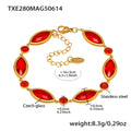Gold Marquise Czech Glass Station Bracelets Multicolor Stones view 7