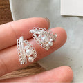 Silver Pearl Fringe Clip On Earrings Fashion Jewelry view 1