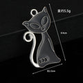 Enamel Cat Charm Pendant Black and White Silver-Tone Jump Ring view 4