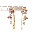 Gold Tone Butterfly and Pearl Chain Drop Earrings Fashion Jewelry view 5