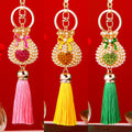 Pearl Heart Fortune Pouch Tassel Keychains in Six Bright Colors view 2