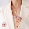 Abstract Face Square Pendant Necklace Gold Silver Paperclip Chain view 3