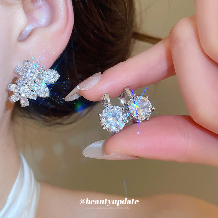 Crystal Flower Earrings with Stud and Huggie Hoop Options