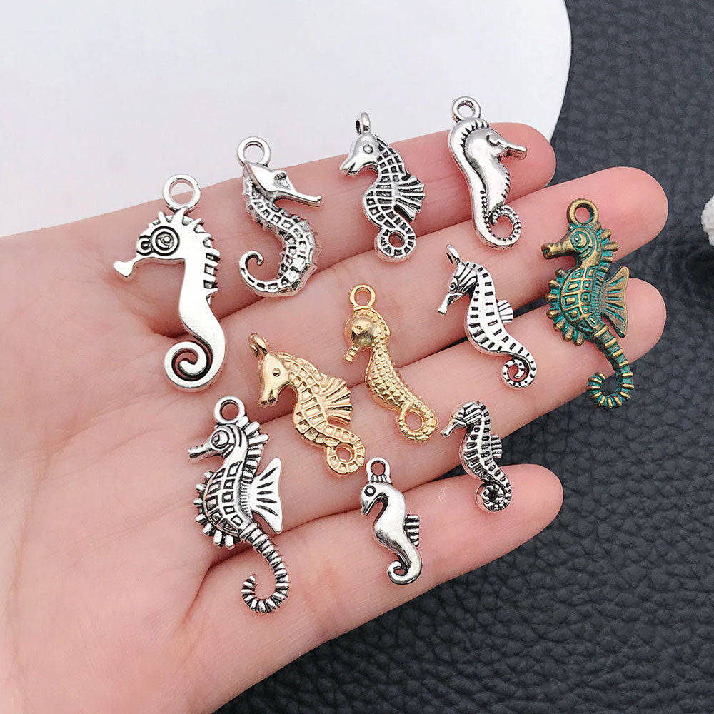 Vintage Zinc Alloy Seahorse Charm Pendant for DIY Necklace Bracelet Ocean Jewelry Making
