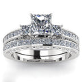 Square Solitaire Triple-Ring Set In Gold And Silver Tones view 5