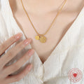Gold Snake Chain Good Luck Disc Pendant Necklace Style view 4