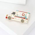 White Enamel Ambulance Brooch ECG Heartbeat Medical Pin view 2