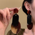 Layered Geometric Resin Drop Earrings in Four Colors view 2