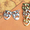 Comedy And Tragedy Mask Pendant Metal Jewelry Making Component In 4 Finishes view 1