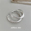 Silver Tone Layered Texture Large Round Hoop Earrings For Women view 1