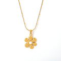 Flower Pendant Necklace Imitation Pearl Stainless Steel Chain view 5