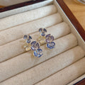 Crystal Flower Stud Earrings in Pink Blue and Navy view 6